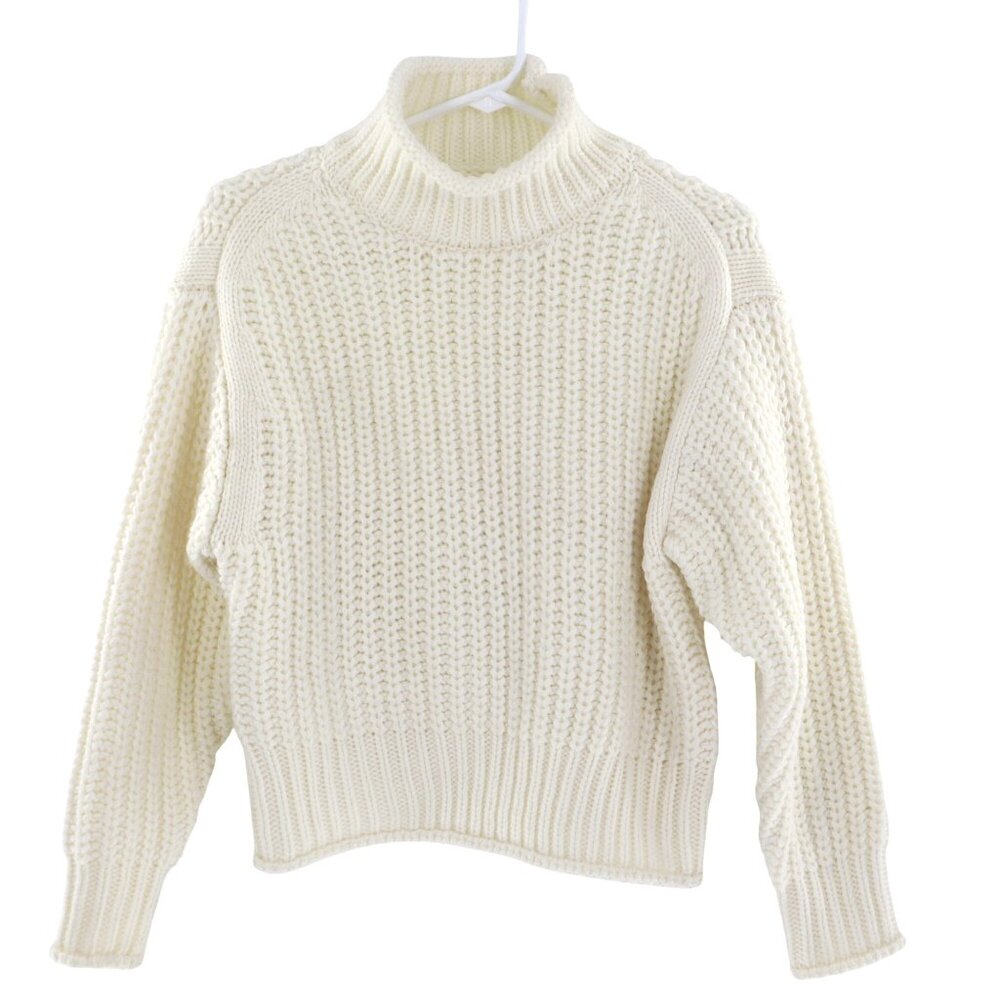 L'ayard Wool Sweater Women's S White Academia Chunky Knit Elevated Basic Winter
